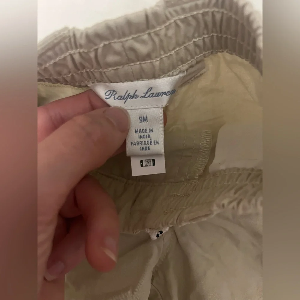 Ralph Lauren Cotton Tan Chino Drawstring Baby Boy Polo Shorts